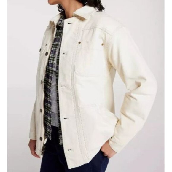 Alpine Design Quilted Lined Chore Coat Size Small Natural Khaki Pockets Full Zip - Picture 9 of 16